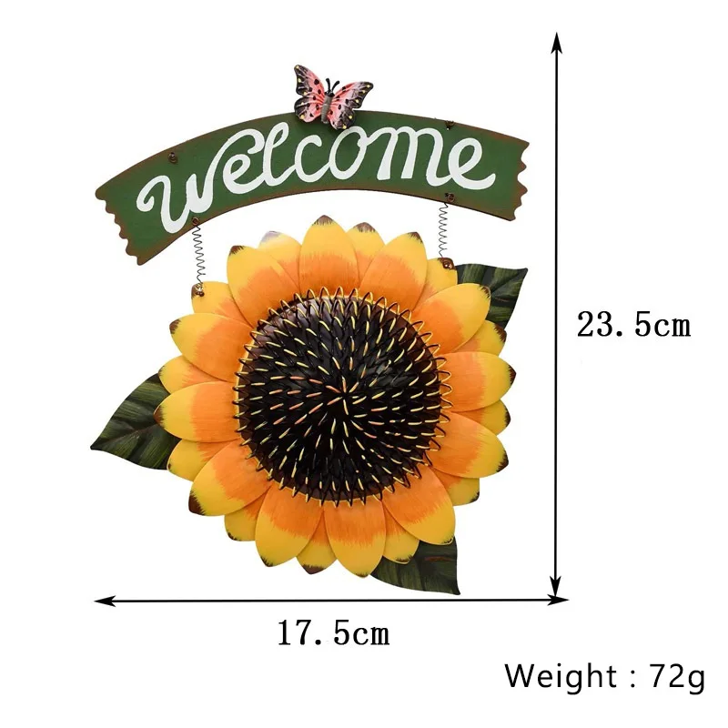 

Sunflower Hanging Ornament Welcome Sign Decorative Metal Home Garden Courtyard Decoration Welcome Porch Hanging Jewelry