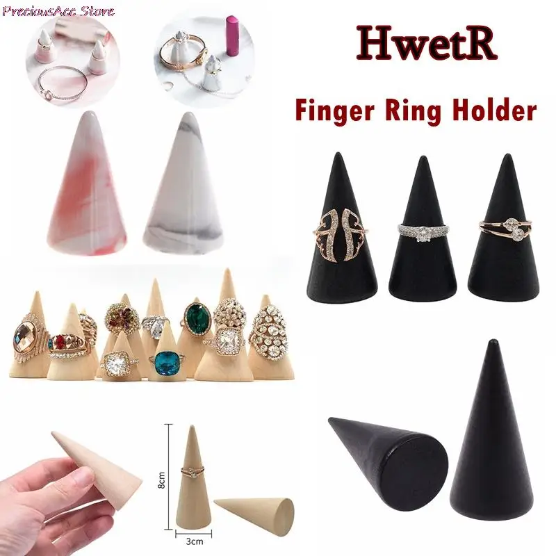 

Ceramic/Wooden Finger Cone Ring Holder Elegant Display Cone Rack Stand Tray Jewelry Storage Crafts Decor Organizer 3 Styles