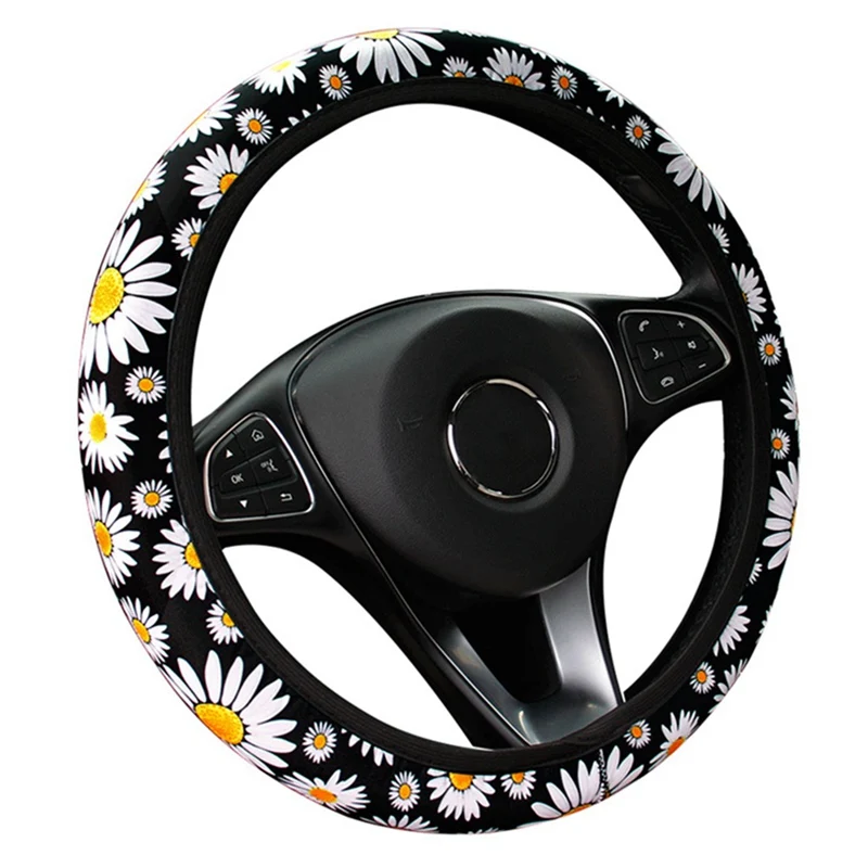 37-38cm Car Steering Wheel Cover Daisy Flower Auto Interior Decoration Knitted Universal Accessories | Автомобили и мотоциклы