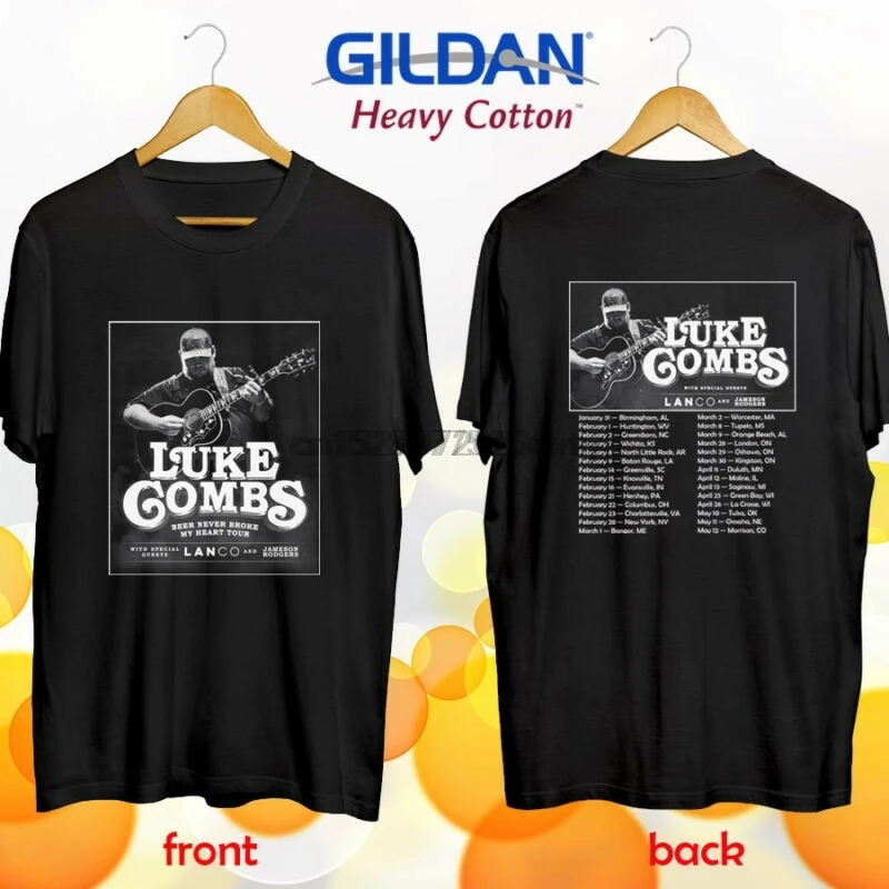 

Luke Combs Beer Never Broke my Heart tour dates 2019 black tee shirt S-3XL