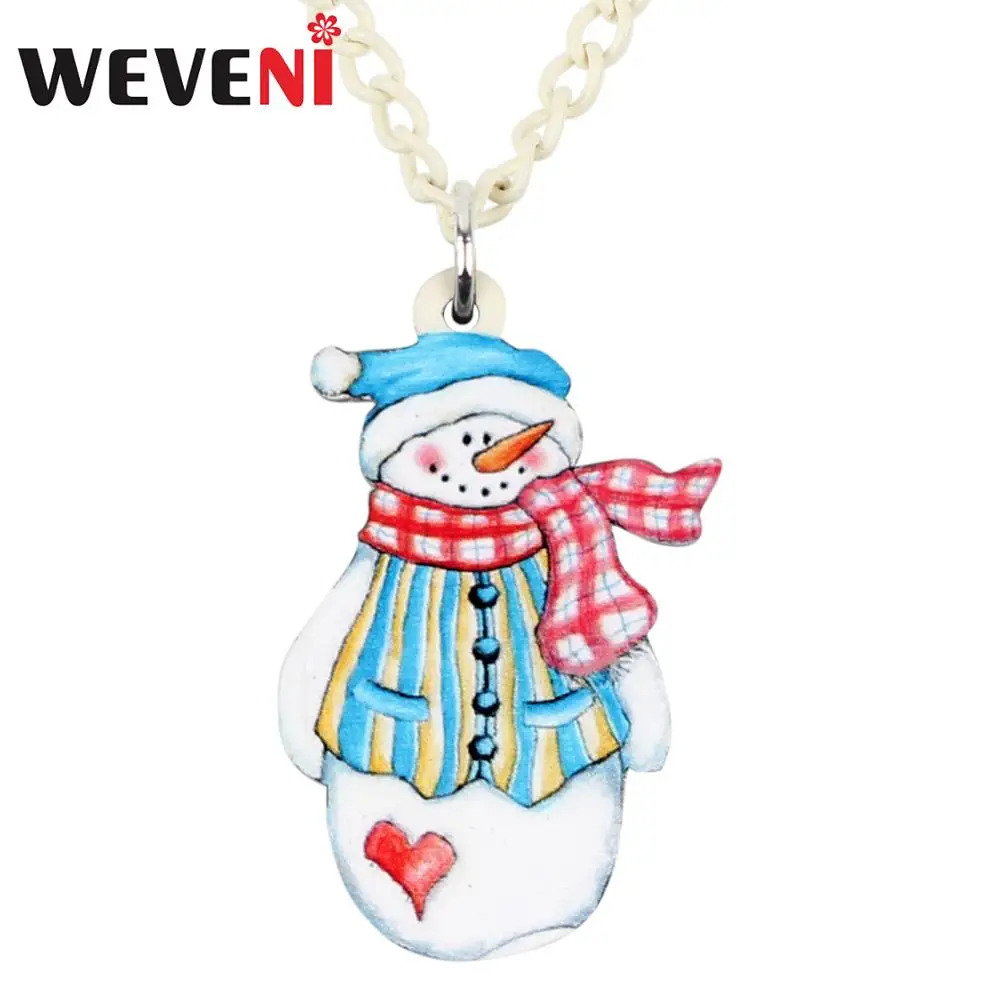 WEVENI акриловый Рождественский аниме мультфильм ожерелье со снеговиком кулон