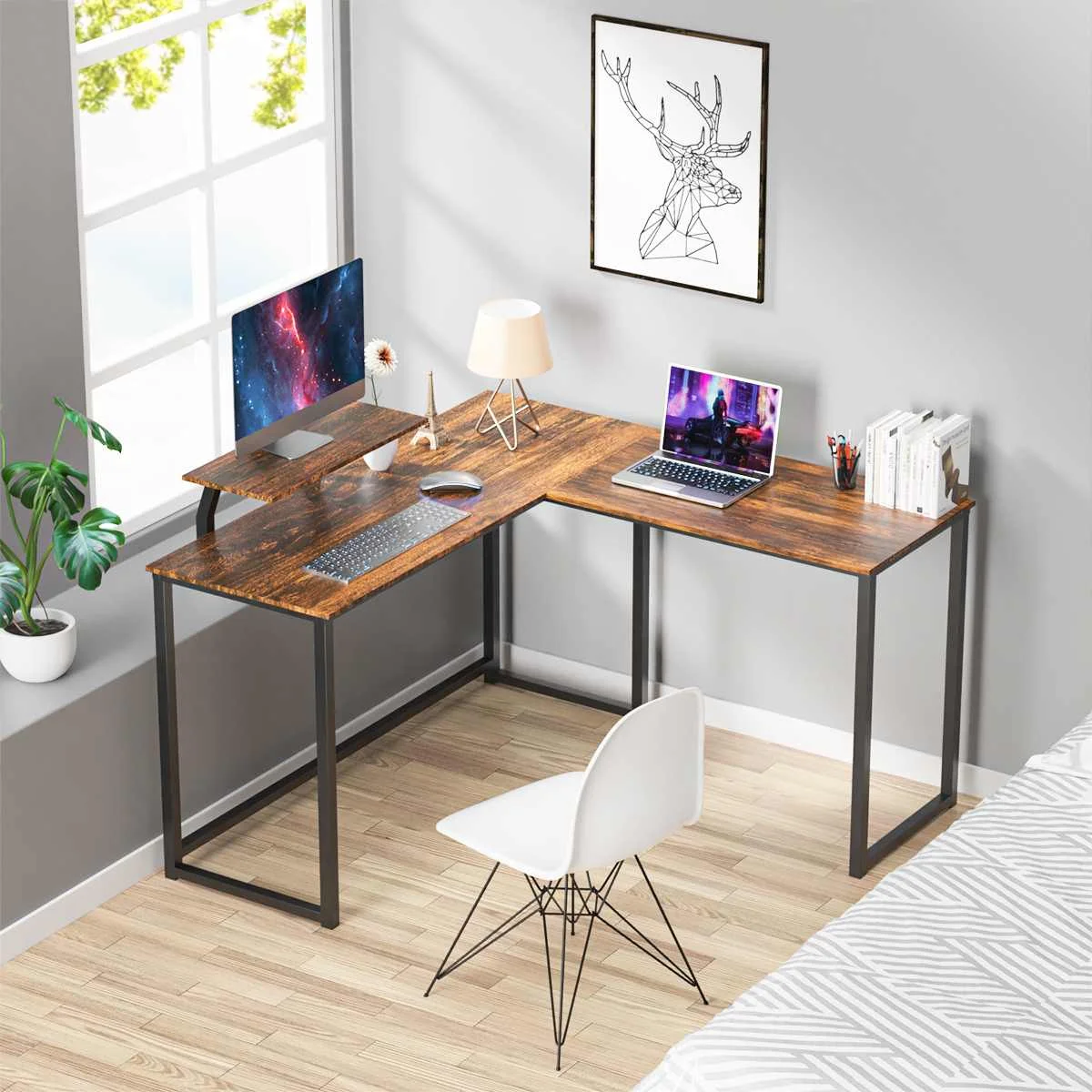 

Компьютерный стол, офисная мебель для дома и офиса, L-образный письменный стол для учебы, компьютерный ПК, стол для ноутбука, рабочая станция,...