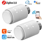 Смарт-привод радиатора Tuya ZigBee 3,0, Умный домашний программируемый термостатический клапан радиатора, регулятор температуры через Alexa