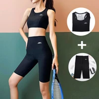 womens running sports sweat suit full coated abdomen high waist hip lift fitness yoga sweat vest two piece suit