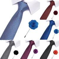 necktie set for men ties fashion jacquard striped neck tie green wedding business slim 6cm skinny tie brooch set