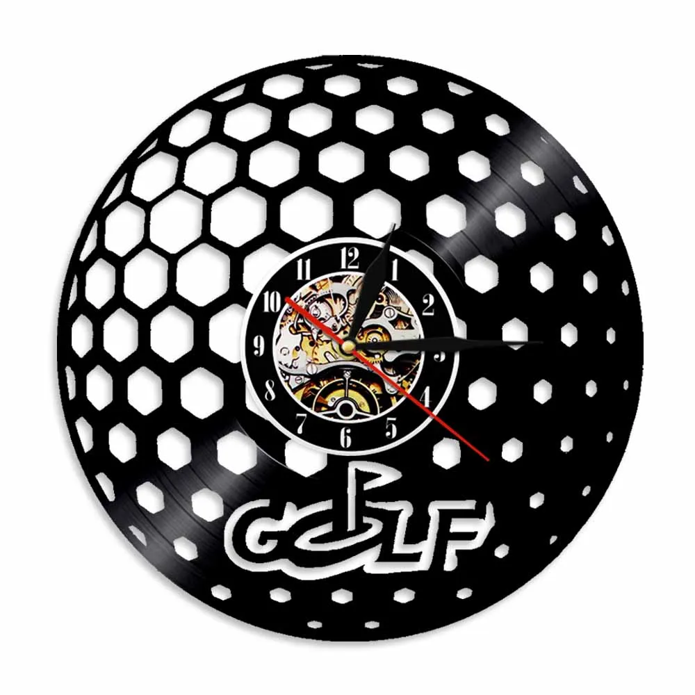 Silhouette Silent Quartz Wall Clock Golf Club Sign Sports Artwork Home Decor Laser Cut Music Album Vinyl Record Clock
