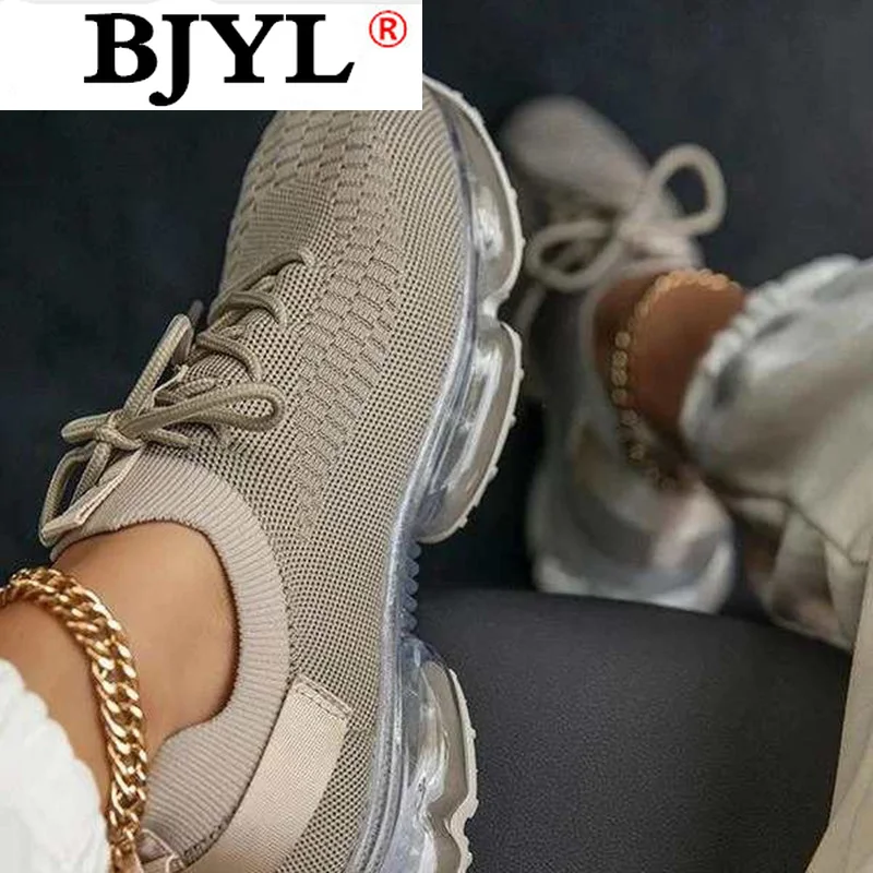 

2021 Fashion Women's Shoes Women's Mesh Breathable Sneakers Spring New Walking Vulcanized Shoes Comfortable Lace-up Casual Shoes