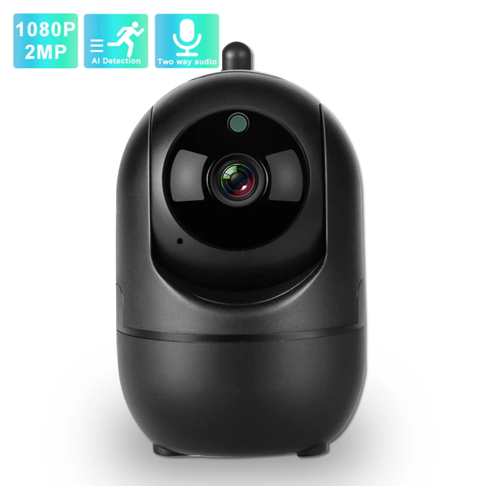 

PTZ IP Camera Wifi 1080P 64GB Home Security Surveillance Auto Tracking Night Vision Two Way Audio Wireless CCTV Camera Black