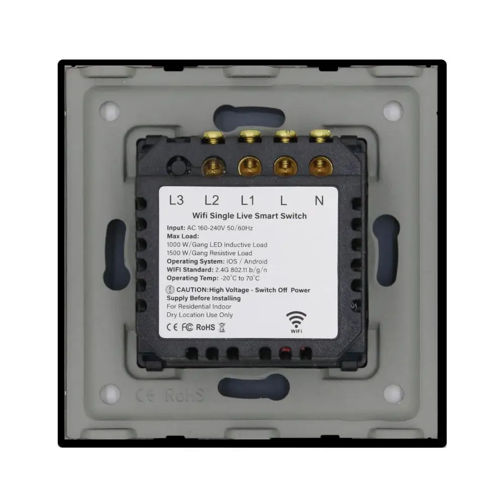 Двухдиапазонный смарт выключатель BSEED с одной линией и Wi Fi стеклянный