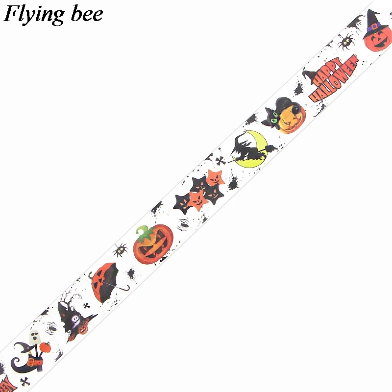Flyingbee 15mmX5m Бумага васи лента Хэллоуин Тыква клейкая DIY Скрапбукинг страшная