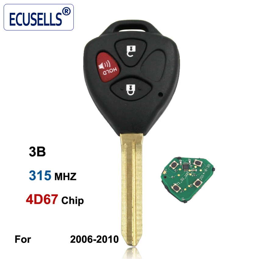 3 кнопки дистанционного ключа 315 МГц с 4D 67 чип внутри для Toyota 2006 2010 TOY43 Blade 2 + 1