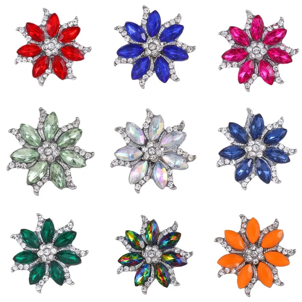 10 шт./лот ювелирные изделия цветные стразы хрустальные цветы кнопки для женщин