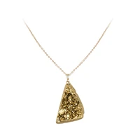 1pcs necklace pendants natural slice druzy geode quartz stones plating gold irregular pendant