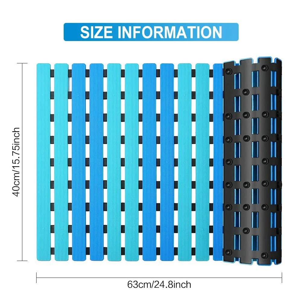 

63x40cm Solid color Bath Mat Non-Slip Shower Pad with Suction Cups Rapid Drainage Floor Mat for Bathroom Kitchen 3 Style