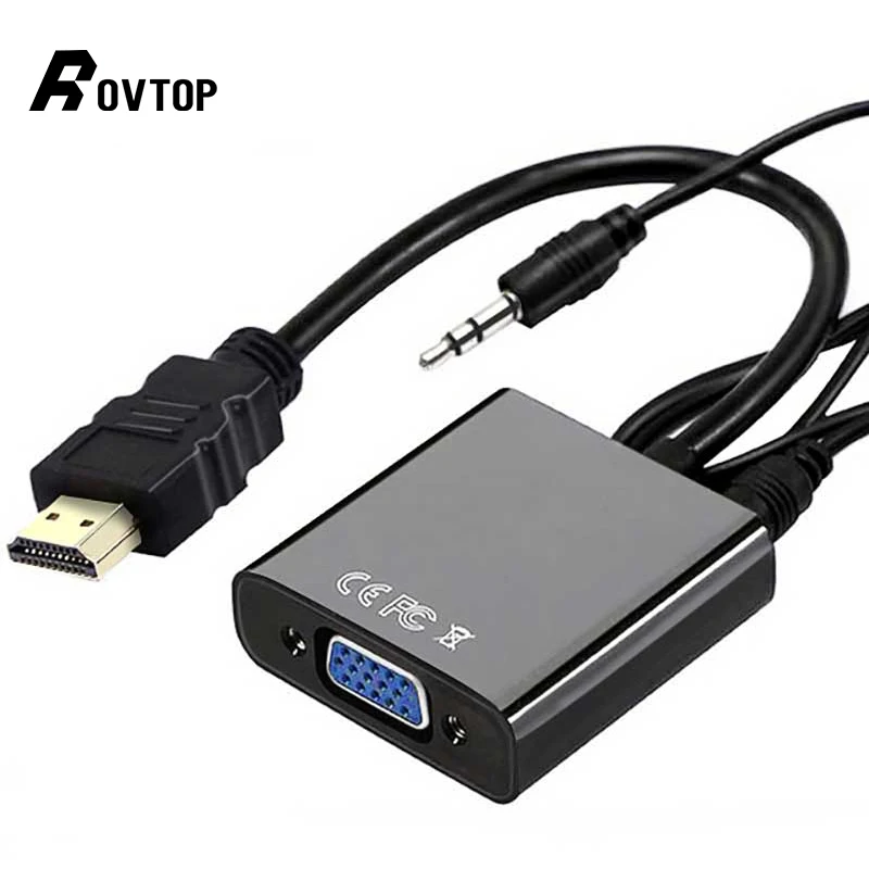 Адаптер Rovtop HDMI-совместимый с VGA переходник папа в мама адаптер 1080P