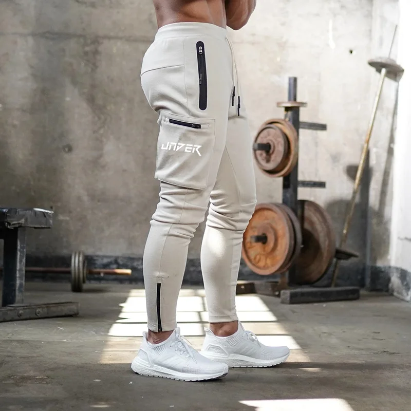 

Multi-pocket sweatpants for men, cotton, fashionable, for bodybuilding, fitness, jogging