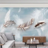 milofi custom 3d wall paper modern minimalist beautiful feather tv sofa bedroom background wall painting