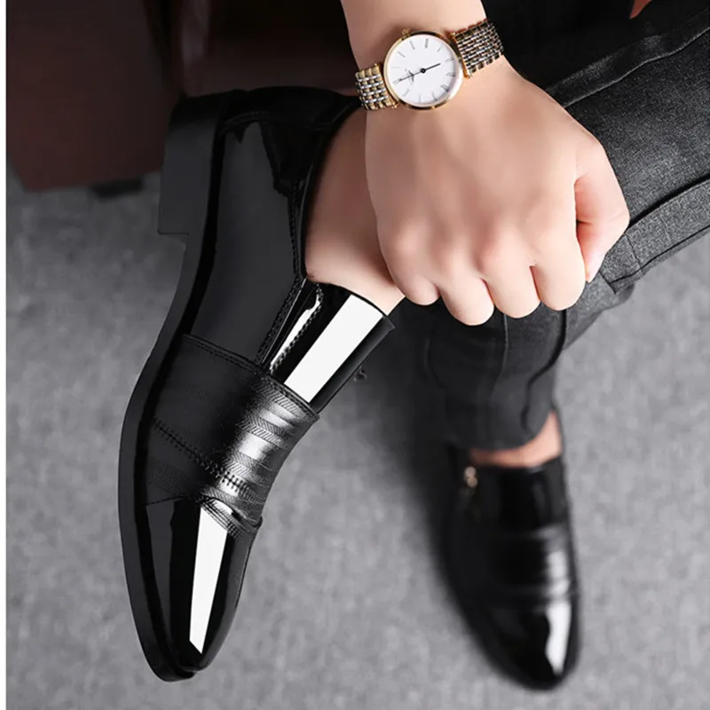 Мужские деловые туфли из ПУ кожи с острым носком | Обувь