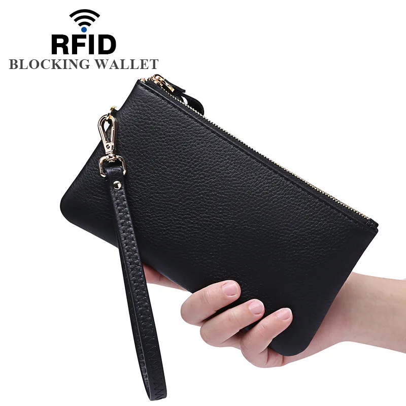 

Cowhide Women Wallet Long Genuine Leather Simple Zipper Clutch Phone Bag Purse Brand Designer Wallet Women Purses And Handbags