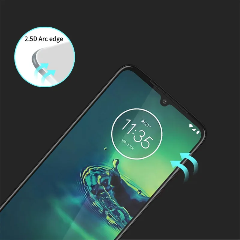 Cristal de pegamento completo para Moto G8 Plus, Protector de pantalla de vidrio templado para Moto G8 Plus, pel&iacute;cula protectora de tel&eacute;fono para Moto G8 Plus, 2 uds.-2