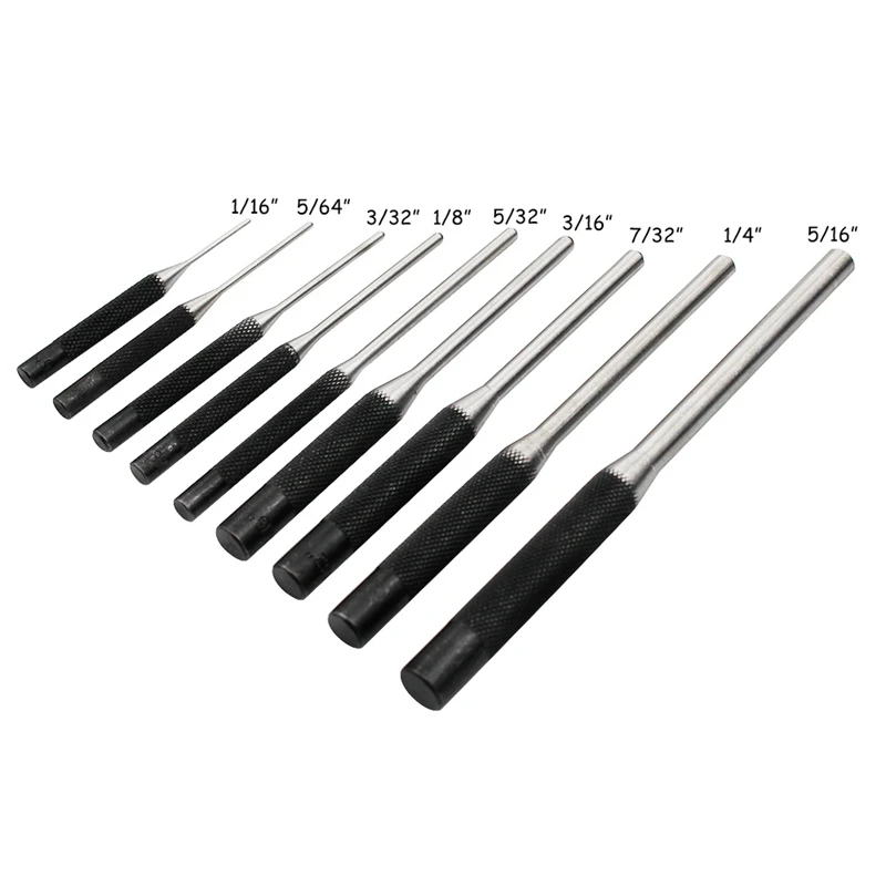 

9Pcs Steel Multi Size Round Head Pins Punch Set Grip Roll Pins Punch Tool Kit Professional Hollow End Starter Punch Chisel