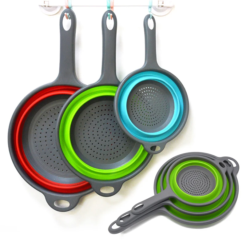 

Round Collapsible Silicone Colander Strainer Kitchen Foldable Filter Basket Fruits Vegetables Washing Drain Basket