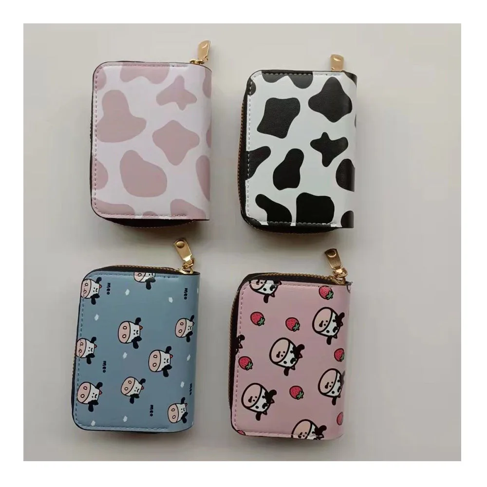 

1Pcs Business Card Holder Wallet Women Or Men Cartoon Animal Credit Card Holder Case Pu Leather Zipper Card Bags Storage Bag