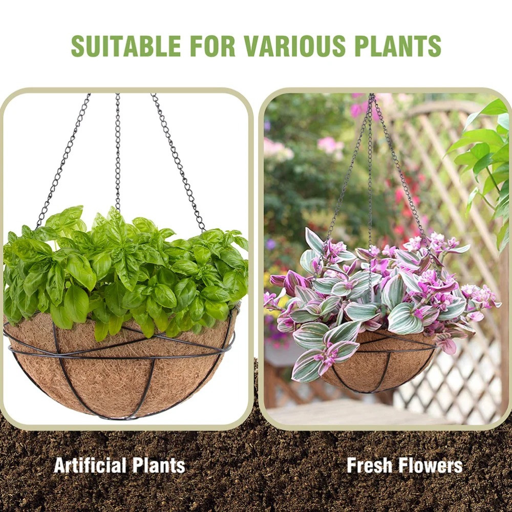 

4 Sets Wall Hanging Flower Pot Coconut Fiber Liner Flowerpot Plant Holder