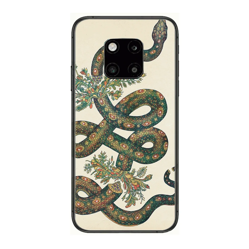 

Flower snake Phone Case For Huawei mate 30 10 20 40 Lite Smart Z Pro Black Etui 3D Coque Painting Hoesjes case
