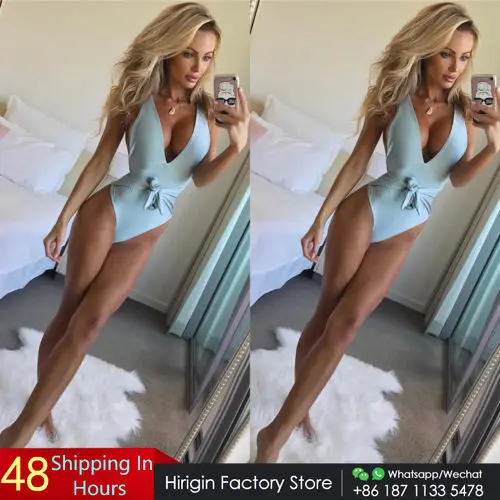 Новинка лета 2018 женские цельные купальники бандажный Монокини пуш ап бикини