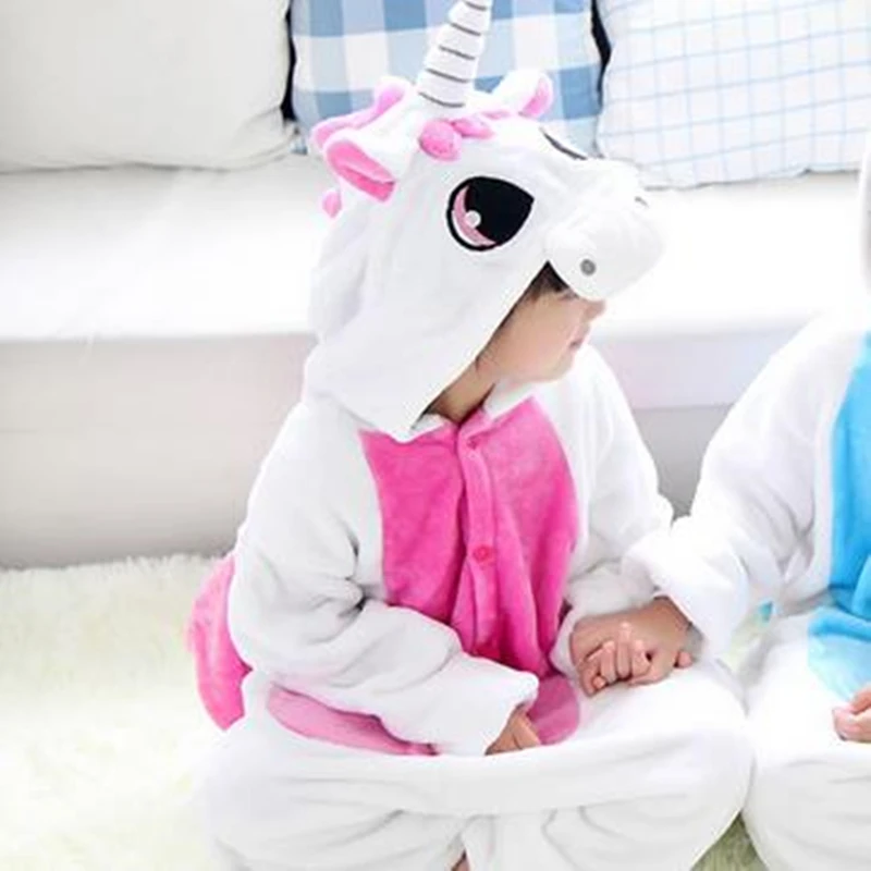 1 предмет Фланелевая пижама с единорогом для близнецов костюм Детский домашний