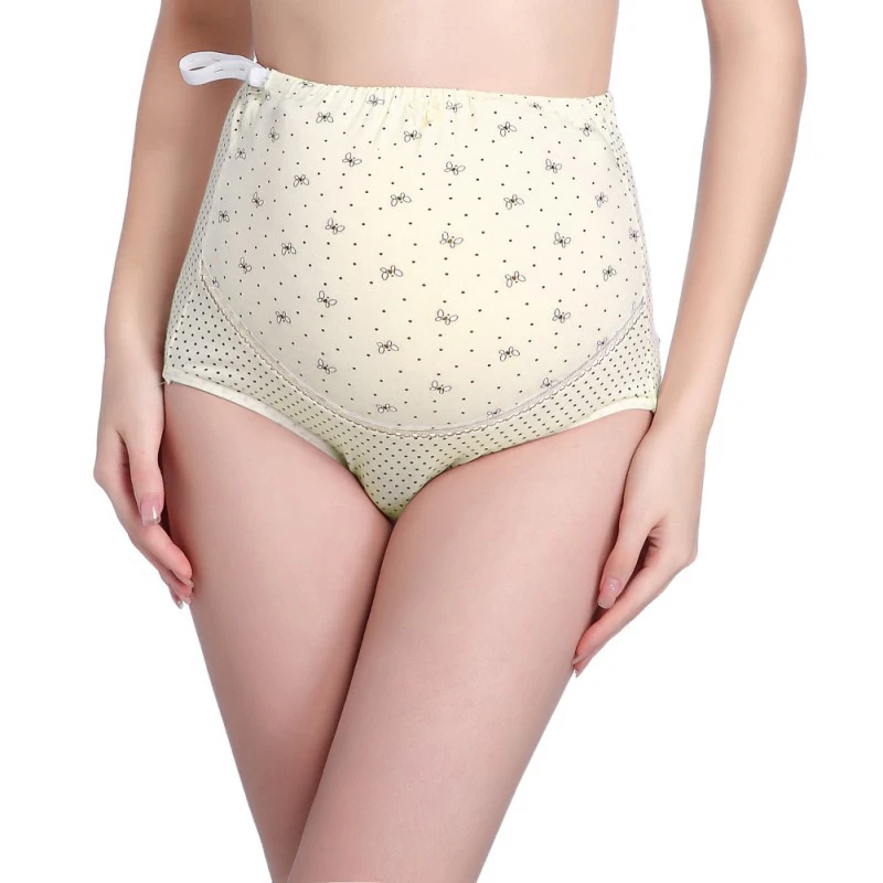 

Pregnant Women High Waist Pregnancy Underwear Maternity Panties Dots Print Adjustable Briefs Solid Lingerie