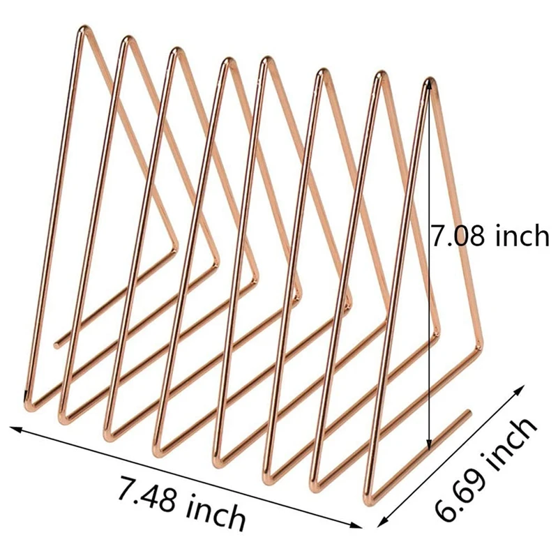 

File Folder Rack azine Holder, Elastic 7 Sections Triple-cornered Wire Book Organizer Stand for Desk