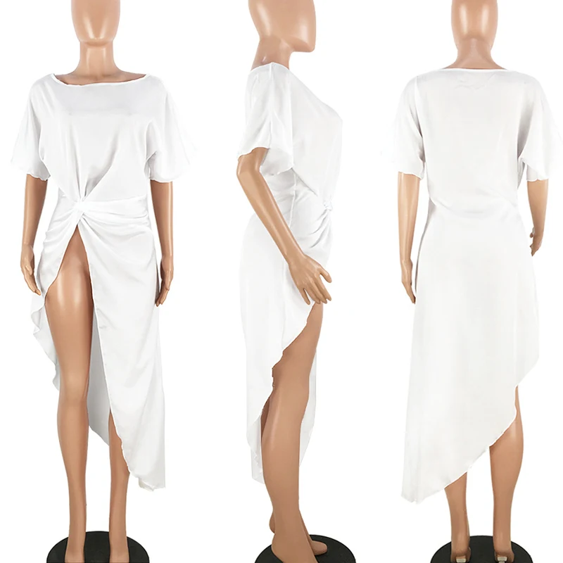 Lossky асимметричные атласные туники блузка сексуальная с разрезом элегантная