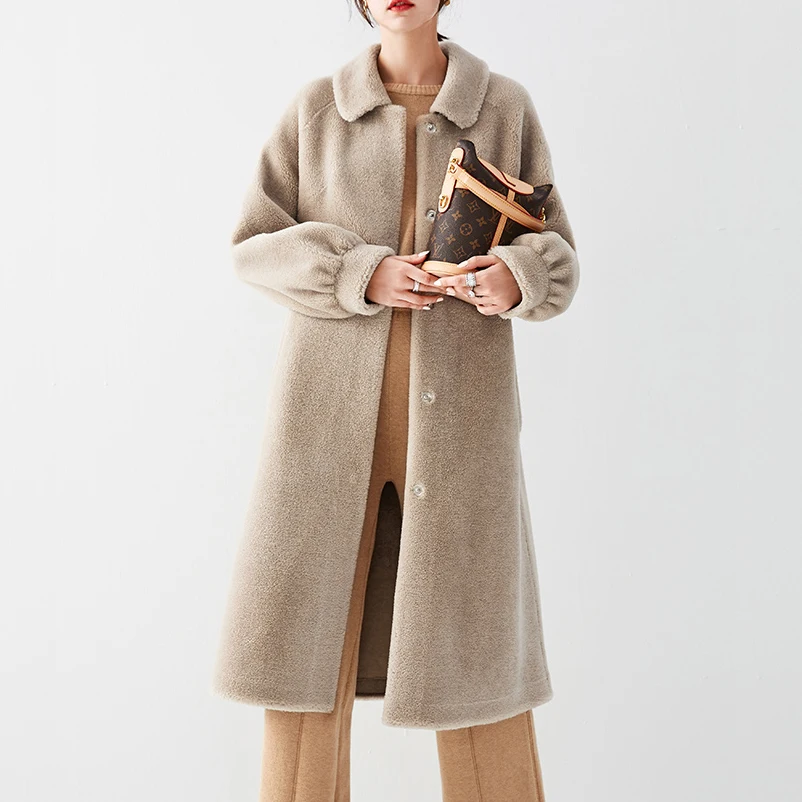 Новое пальто из натурального овечьего меха для женщин куртка очень долго