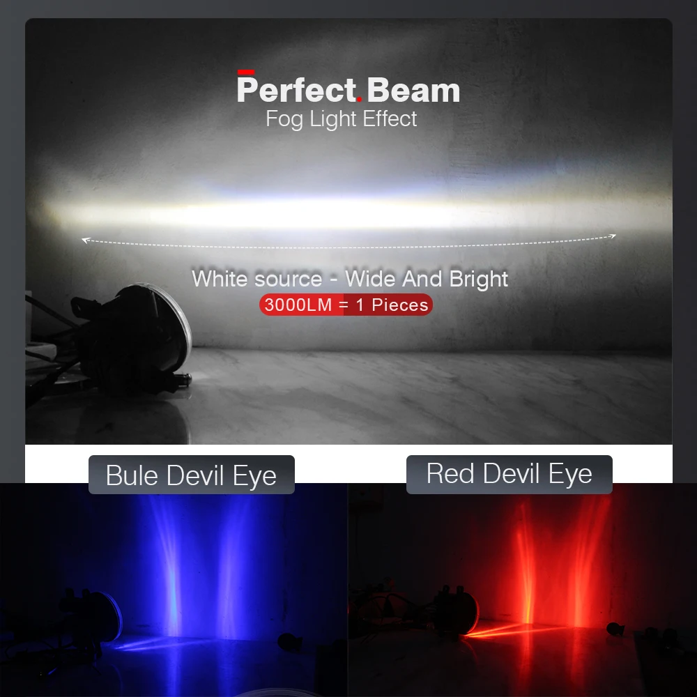 Cawanerl Автомобильная H11 противотуманная фара Devil Eye светодиодная дневная ходовая