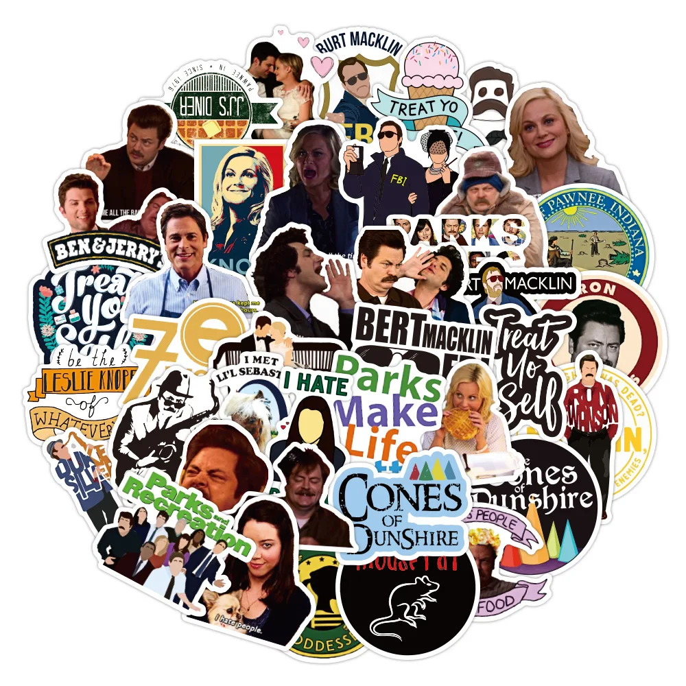 

50 шт. США ТВ шоу парк и отдых наклейки водонепроницаемые ПВХ наклейки DIY ноутбук холодильник ноутбук багаж телефон Скрапбукинг