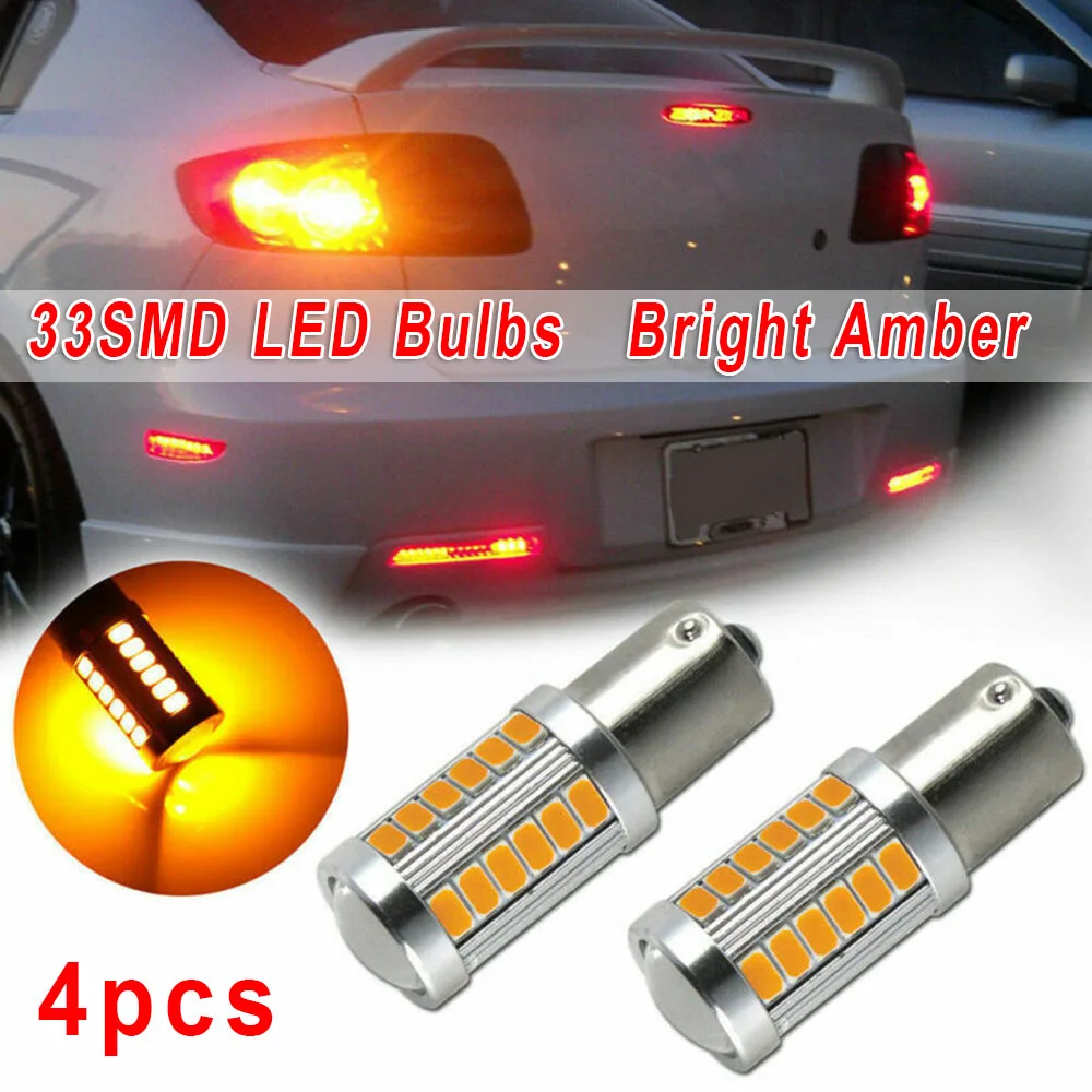 

Задние автомобисветодиодный светодиодные фонари 33SMD, яркая лампа постоянного тока 12 В, лампы для замены, стоп-сигнал заднего хода 1157, 4 шт., ян...