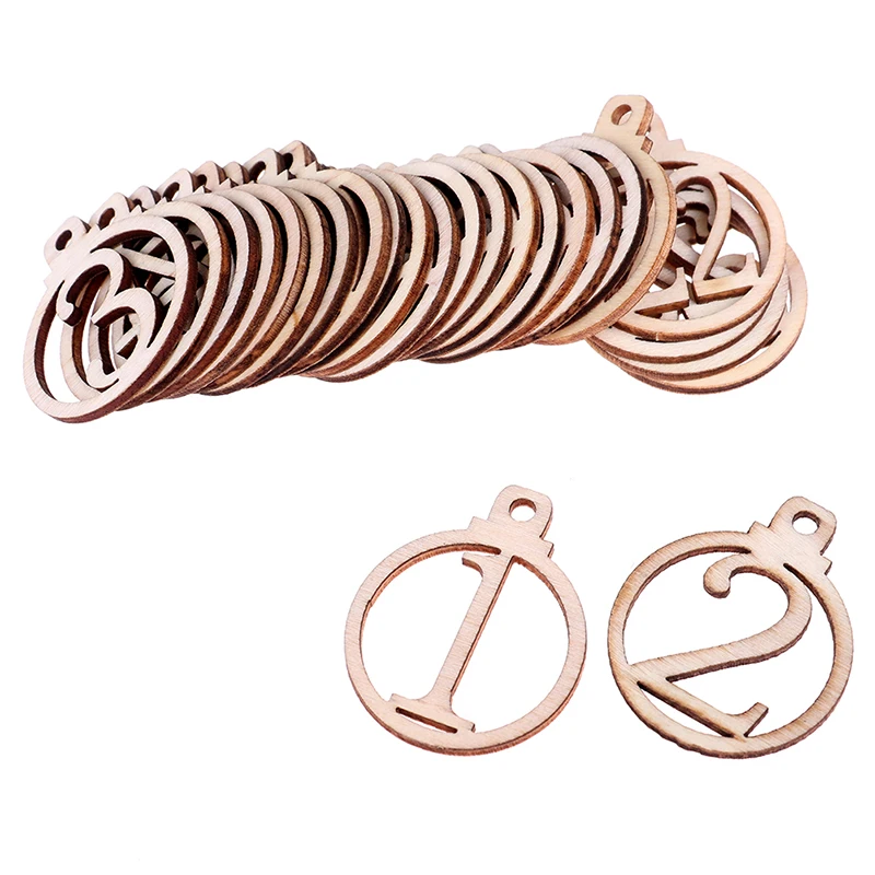 

25PCs 1-25 Number Wood Christmas Calendar Tags Gift Box Wrapping Tags Decor