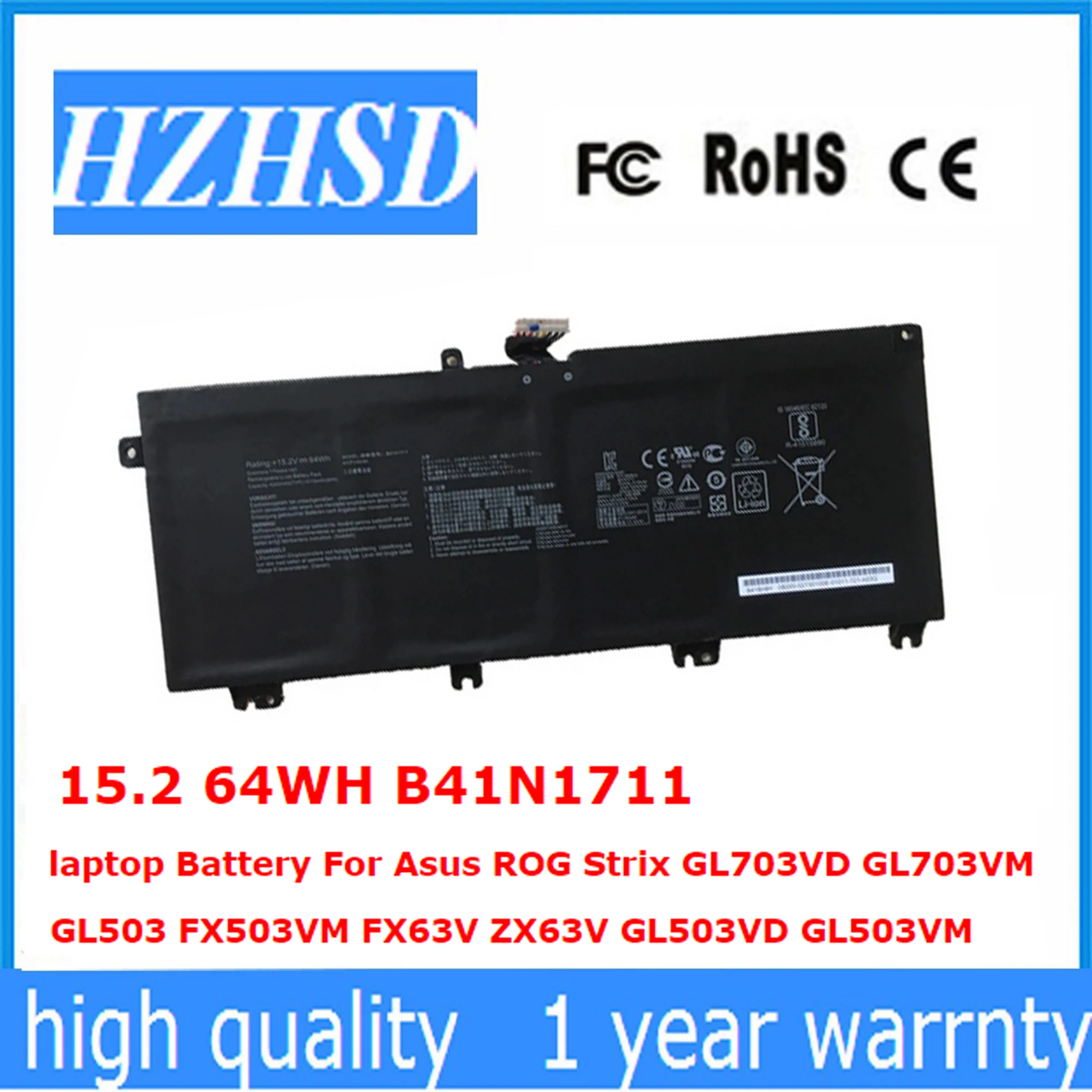 15 2 64WH B41N1711 Аккумулятор для ноутбука Asus ROG Strix GL703VD GL703VM GL503 FX503VM FX63V ZX63V GL503VD GL503VM |