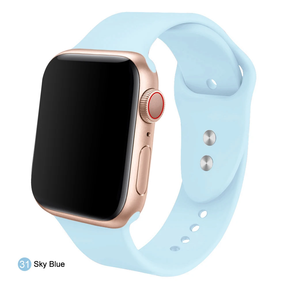 Ремешок для часов для Apple 38 мм 42 мм iWatch 5 ремешок 44 мм 40 мм Ремень спортивный силиконовый браслет часы аксессуары для Apple 5 4 3 2 1 - Цвет ремешка: 31