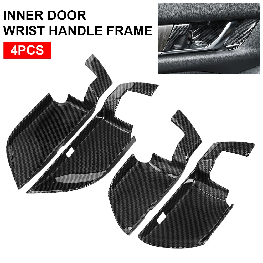 

New 4PCS Car Door Interior Handle Cover Handle Cup Protective Sticker Carbon Fiber Cover Trim Protector for 18-21 Honda Accord