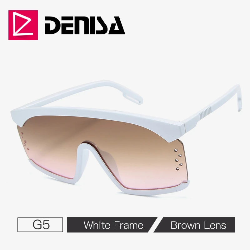 G5 Brown Sunglasses DENISA модные негабаритные женские солнцезащитные очки, брендовая дизайнерская квадратная большая рама, солнцезащитные очки с защитой от ультрафиолета для женщин G2087 - Цвет линз: G5 Brown Sunglasses
