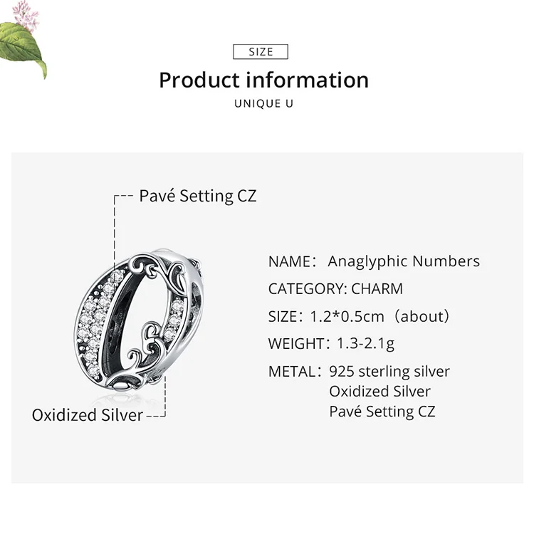 BAMOER 925 пробы серебряная буква A 0-9 NumberBeads подходит для шарма Браслеты Ожерелья DIY Аксессуары Ювелирные изделия BSC030-A