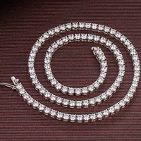 100 925 sterling silver sparkling full 3mm4mm high carbon diamond tennis 45cm chain necklace fine jewelry gift wholesale