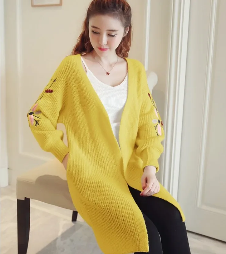 

Women's sweaters knitwear femme hiver 2021 y2k Korean style Tops zevity new year jerseys Knit sweater Long embroidered Cardigan