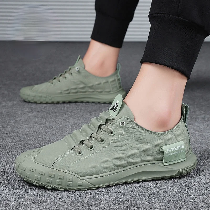 

Fashion cool New Men's Crocodile Pattern Leather Flats Casual Shoes Zapatillas Hombre Male High Tops Waliking Sneakers