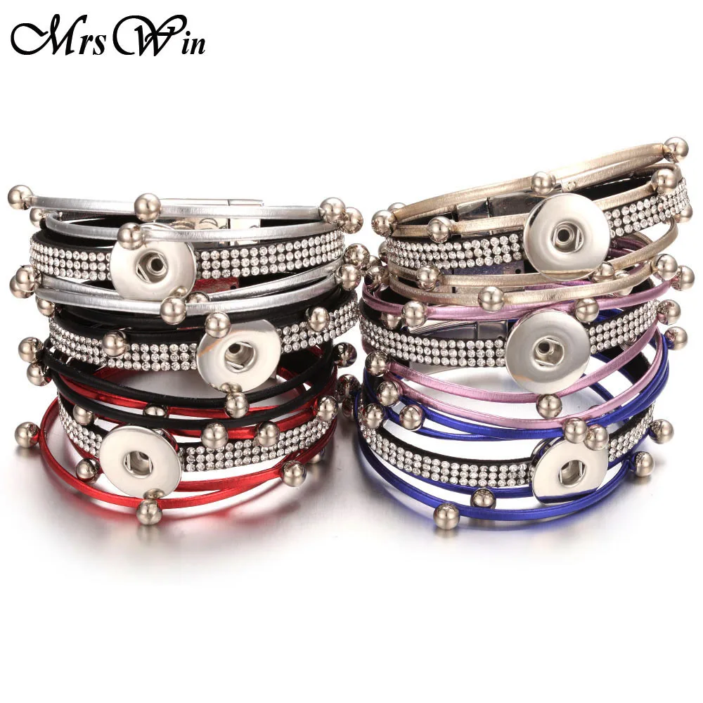 Новый кожаный браслет 18 мм с кнопками многослойный в стиле панк ювелирные