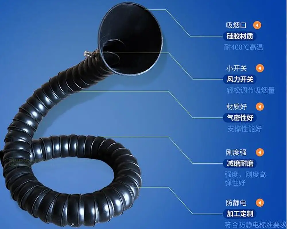 

Pipe Diameter 50mm POM Smoke Evacuator Fume Absorber Hose Welding Smoke Fume Extractor Industrial Hood Extractor Arm