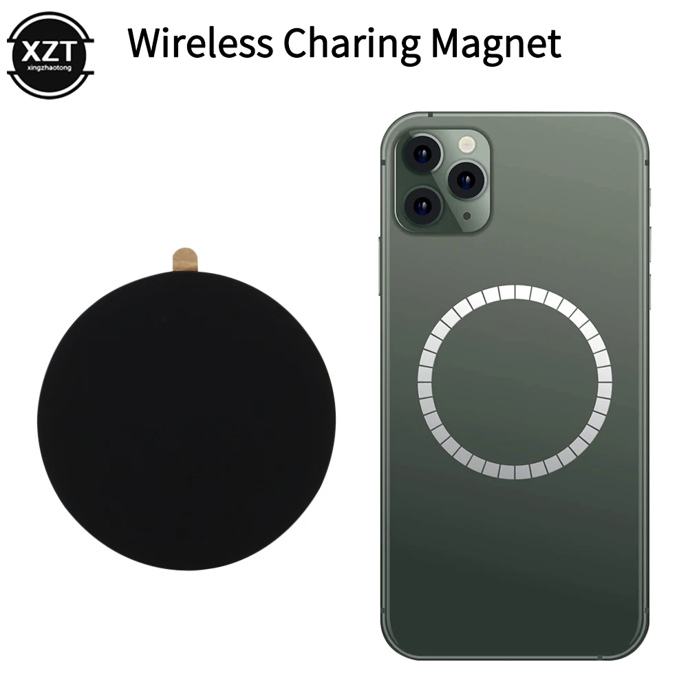 Магнитный стикер для беспроводной зарядки, магнитный для iPhone 12 Pro, задний Чехол, металлическая пластина, диск, железный лист, автомобильный держатель для телефона, зарядное устройство